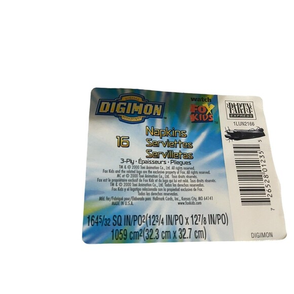 DIGIMON Party Napkins (16) Birthday Party Supplies - Picture 8 of 12